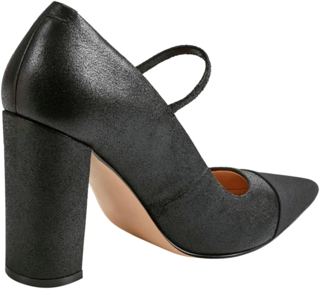 SHODENSE Women Chunky High Heel Mary Jane Pumps Shoes Ankle Strap Closed Pointed Toe Dress Sandals Two-Toned Cap Toe Patent Leather Mary Jane Heels Buckle Patchwork Office Work Party Dance 4-11 M US