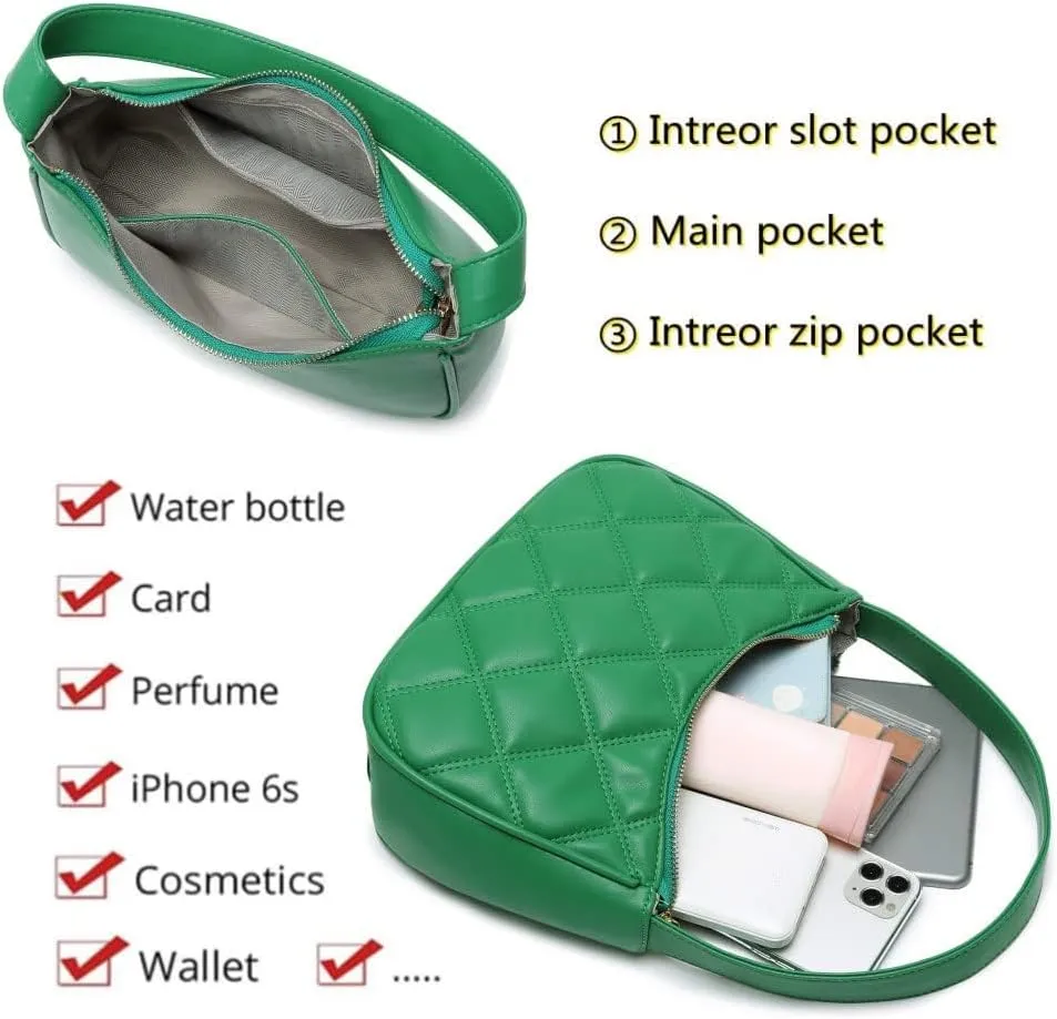 Shoulder Bags for Women, Cute Hobo Tote Handbag Mini Clutch Purse with Zipper Closure