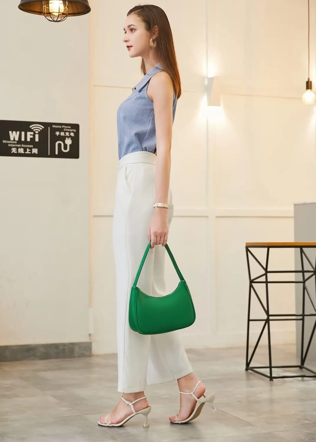 Shoulder Bags for Women, Cute Hobo Tote Handbag Mini Clutch Purse with Zipper Closure