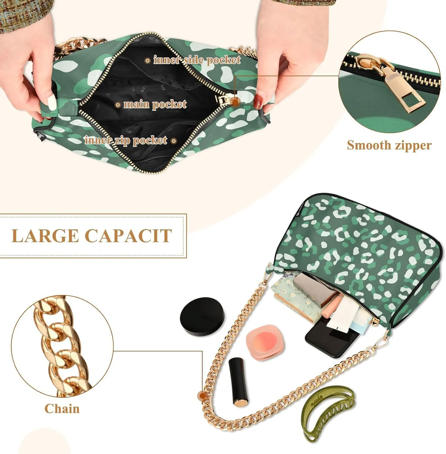 Shoulder Bags for Women Small Clutch Purse with Zipper Closure can Hold a Cell Phone, Lipstick Multicolor 1