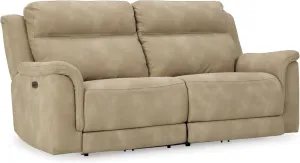 Signature Design by Ashley Next-Gen DuraPella Faux Leather Zero Wall Power Reclining Sofa with USB, Beige Sand