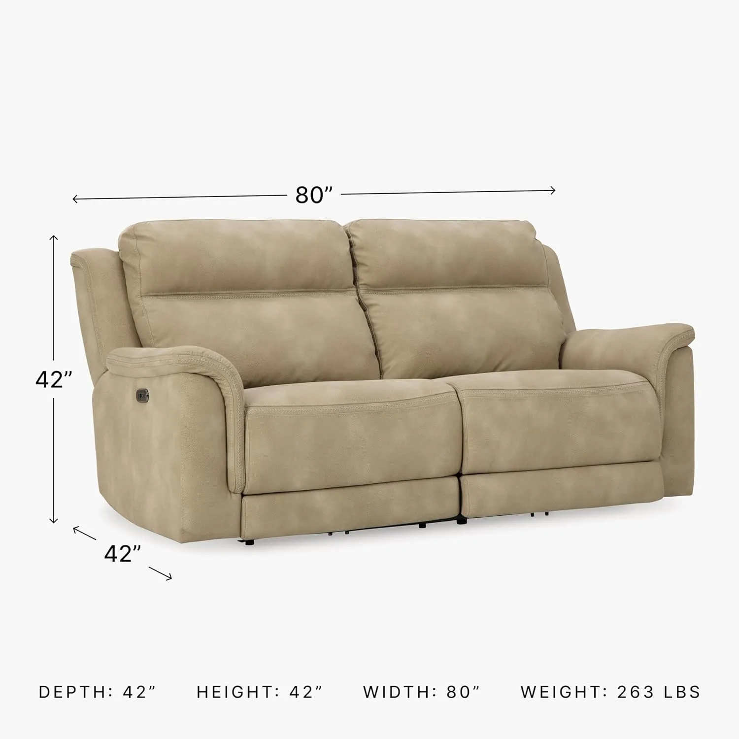 Signature Design by Ashley Next-Gen DuraPella Faux Leather Zero Wall Power Reclining Sofa with USB, Beige Sand