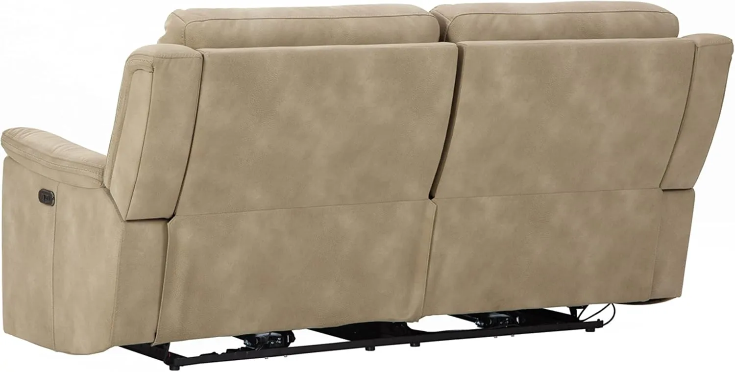 Signature Design by Ashley Next-Gen DuraPella Faux Leather Zero Wall Power Reclining Sofa with USB, Beige Sand