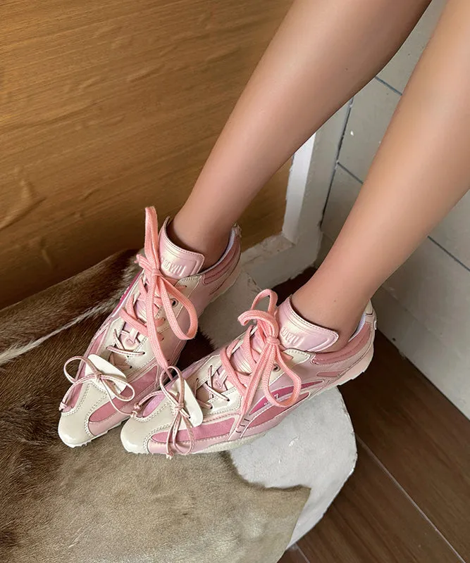Silver Faux Leather Lace Up Splicing Fashion Sport Shoes Pointed Toe