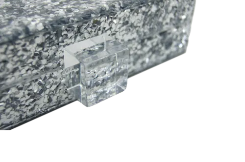 Silver Glitter Acrylic Box Clutch