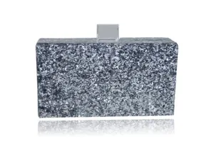 Silver Glitter Acrylic Box Clutch