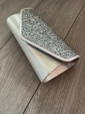 Silver Glitter Clutch Bag