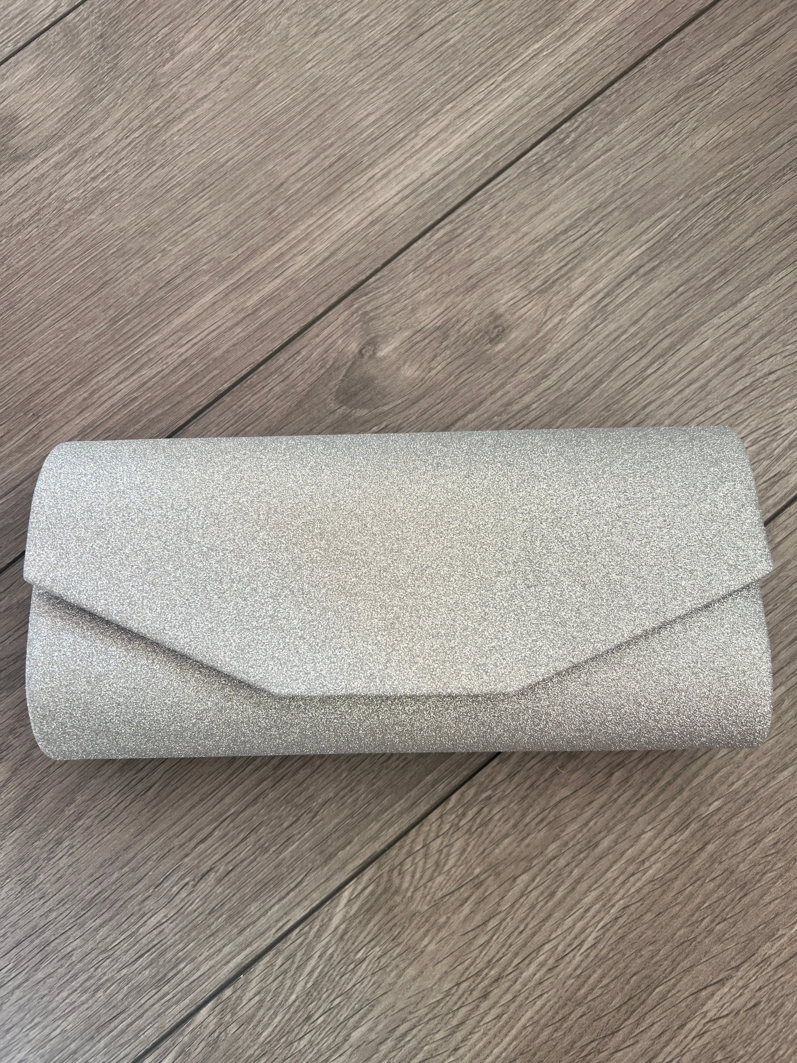 Silver Glitter Clutch Bag