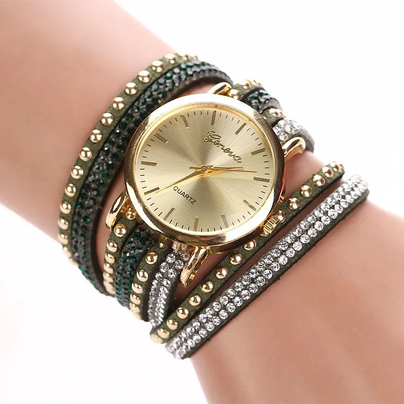 Silver Rhinestones Strap Watch