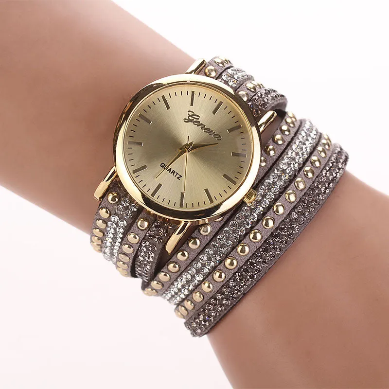 Silver Rhinestones Strap Watch
