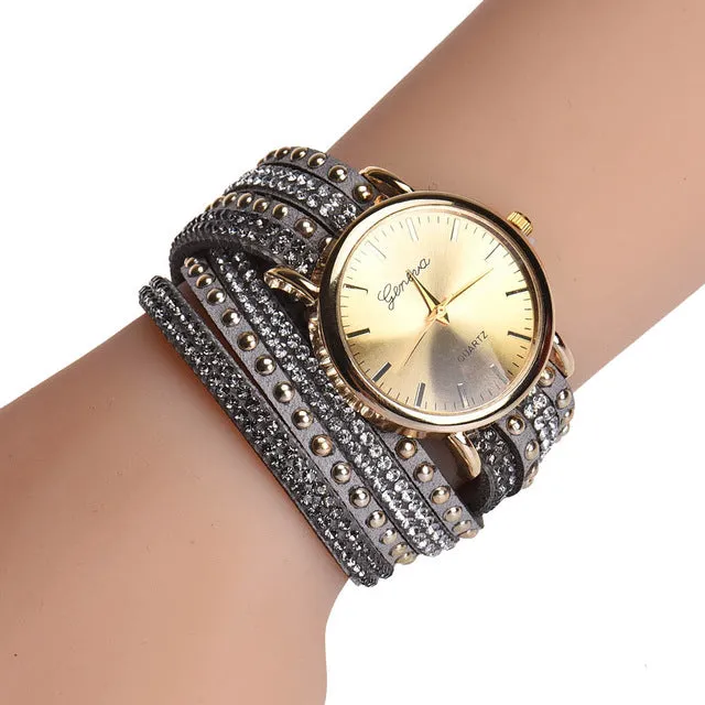 Silver Rhinestones Strap Watch