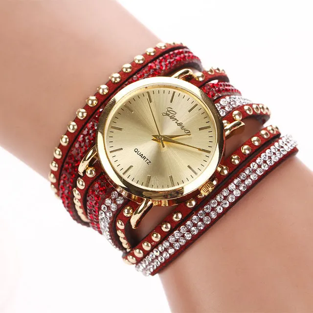 Silver Rhinestones Strap Watch