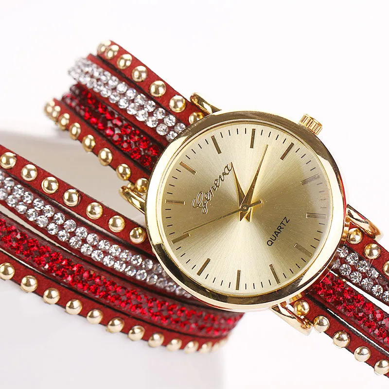 Silver Rhinestones Strap Watch