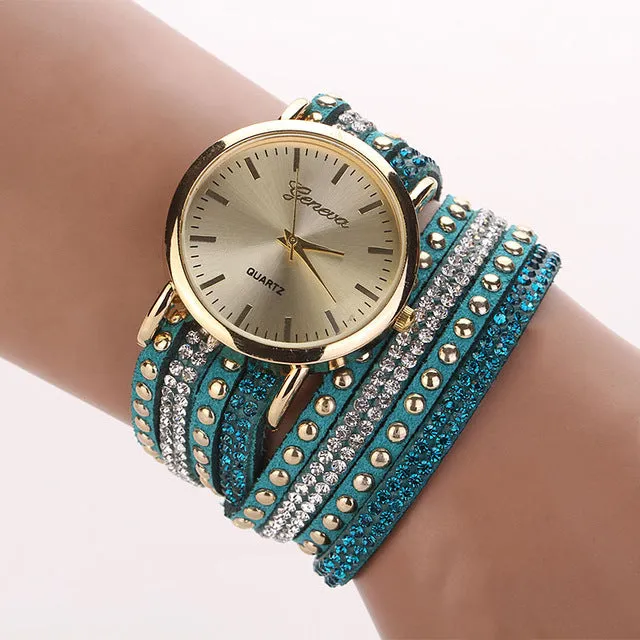 Silver Rhinestones Strap Watch