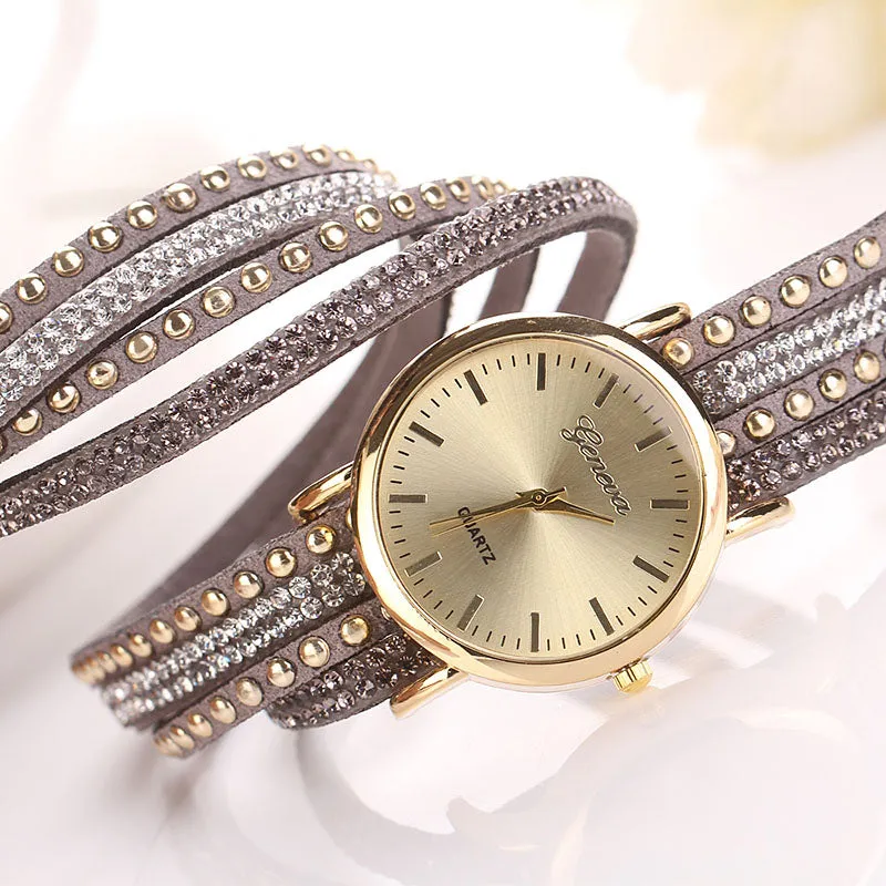 Silver Rhinestones Strap Watch