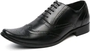 Single Season Dress Shoes for Men Lace Up Brogue Embossed Wing Tip Plain Burnished Toe Vegan Leather Non Slip Anti-Slip Slip Resistant Low Top Party Very Popular Among Young People