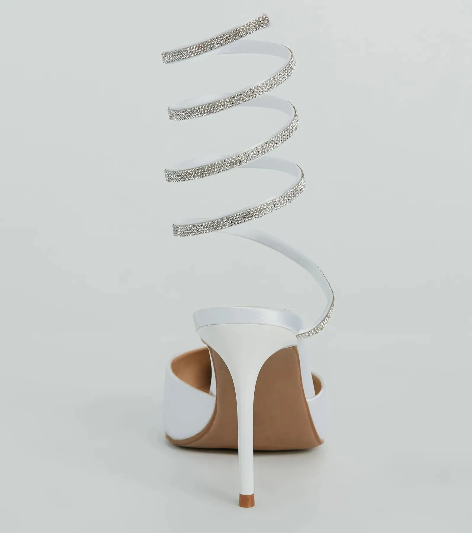 Sleek Beauty Rhinestone Spiral Satin Pumps