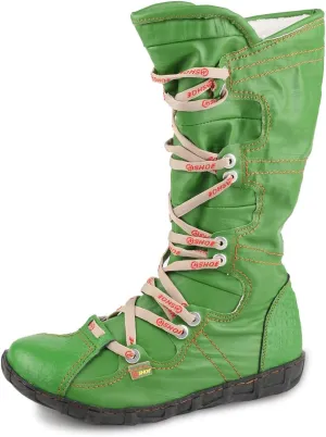 Snake-Embossed Leather and PU Upper Lace Decoration Women's Tall Boot