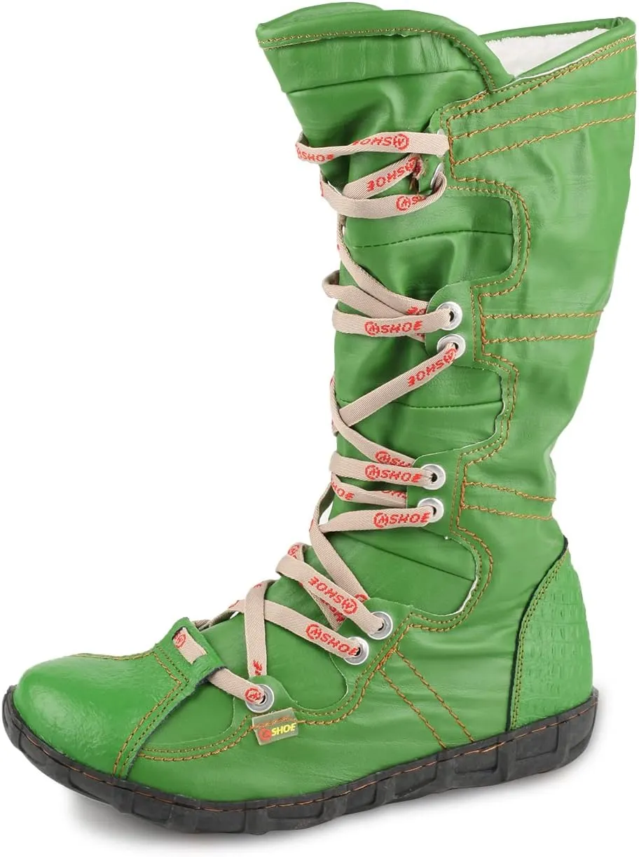 Snake-Embossed Leather and PU Upper Lace Decoration Women's Tall Boot