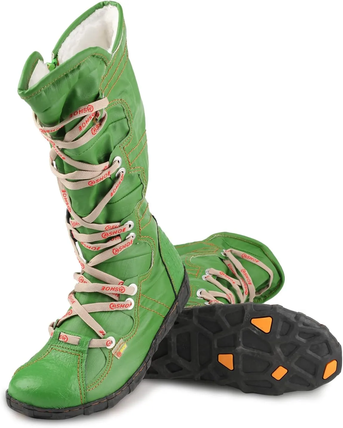 Snake-Embossed Leather and PU Upper Lace Decoration Women's Tall Boot