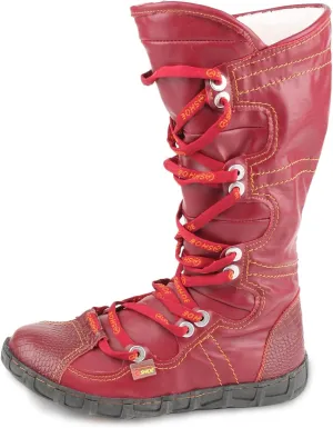 Snake-Embossed Leather and PU Upper Lace Decoration Women's Tall Boot