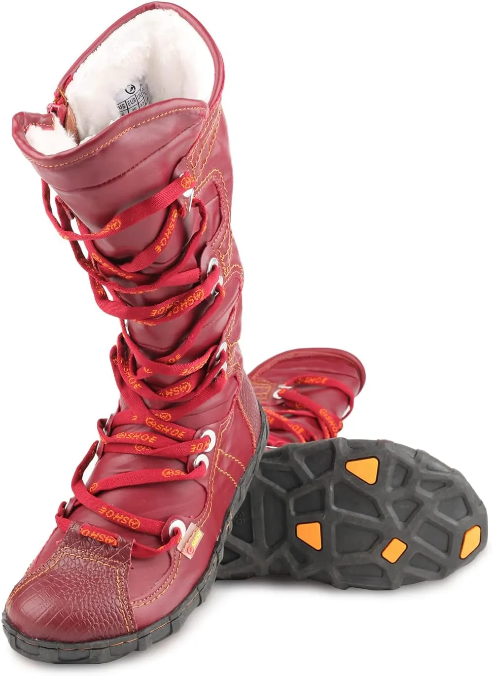 Snake-Embossed Leather and PU Upper Lace Decoration Women's Tall Boot