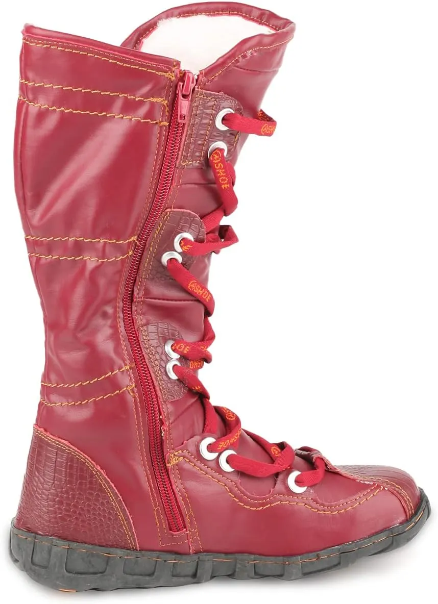 Snake-Embossed Leather and PU Upper Lace Decoration Women's Tall Boot