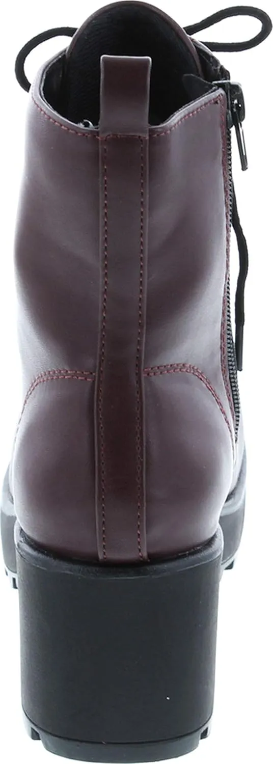 Soda Women's Magpie Faux Leather Lace-Up Combat Mid Heel Military Ankle Boots
