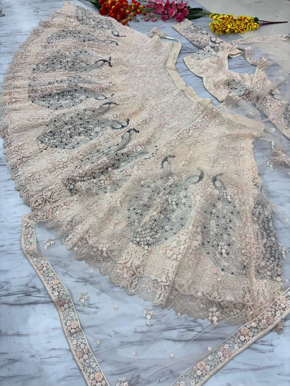Soft Net Heavy Wedding Wear Codding Worked Lehenga  Choli