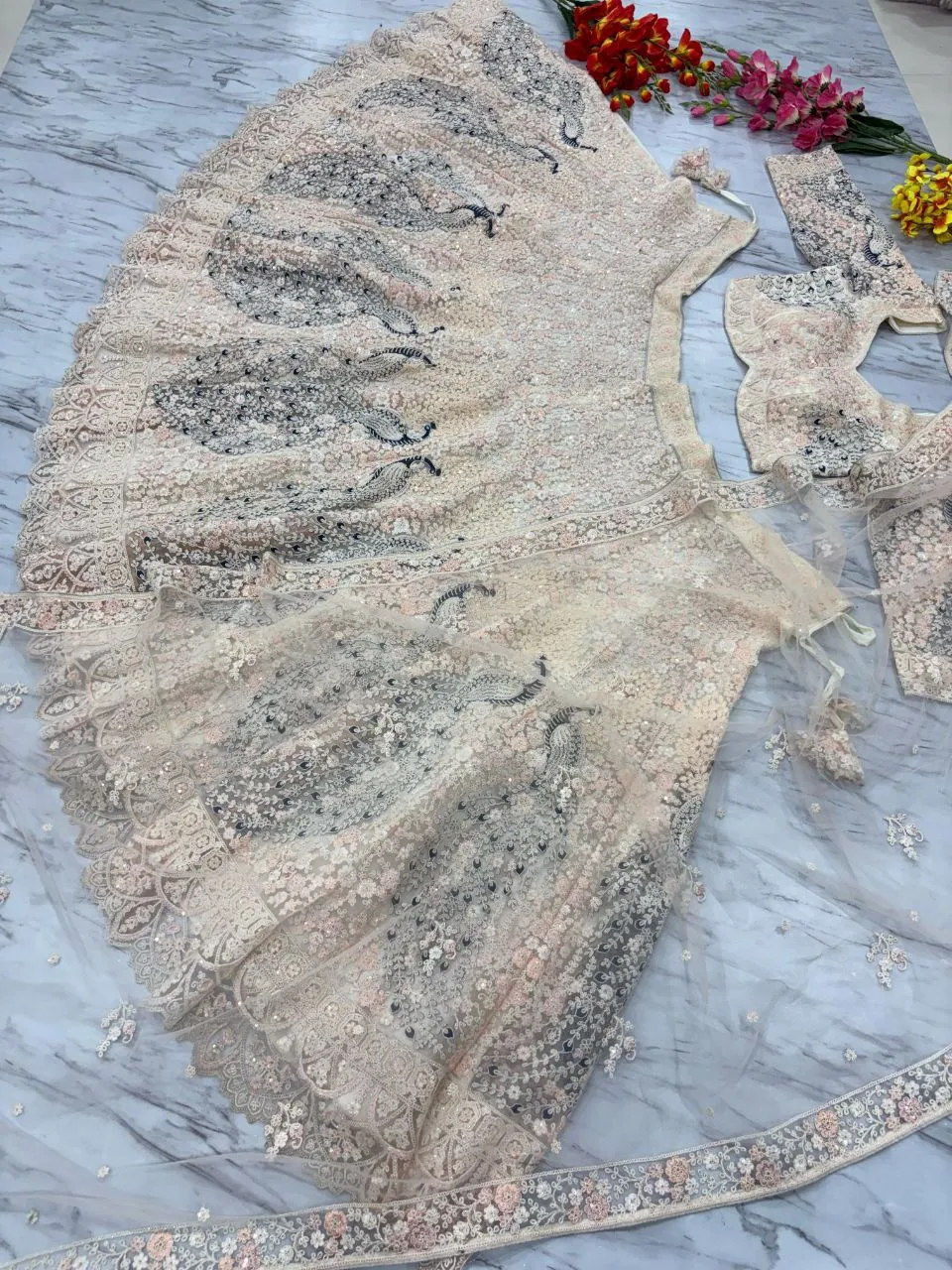 Soft Net Heavy Wedding Wear Codding Worked Lehenga  Choli