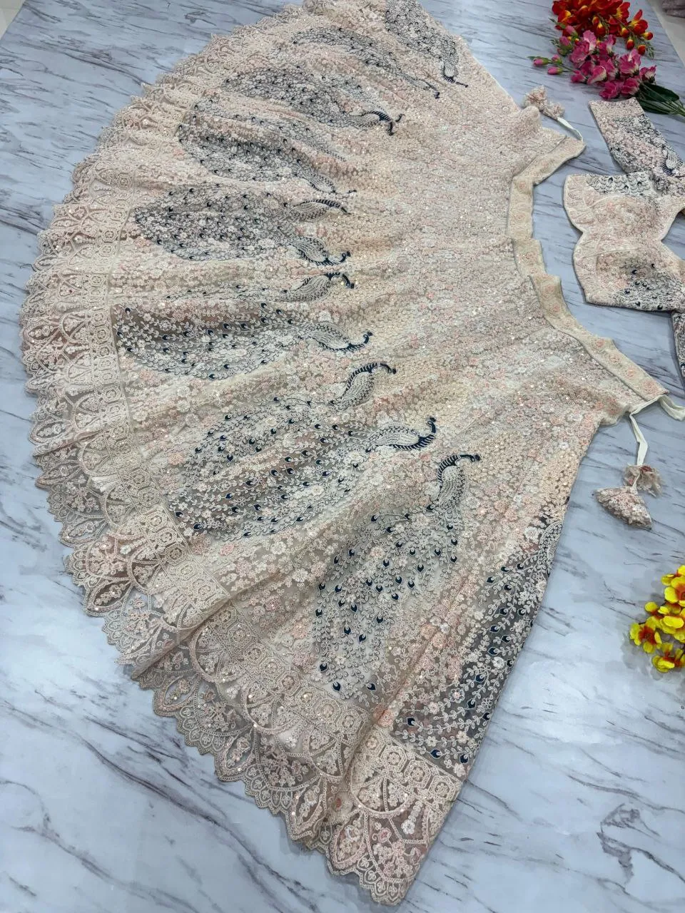 Soft Net Heavy Wedding Wear Codding Worked Lehenga  Choli
