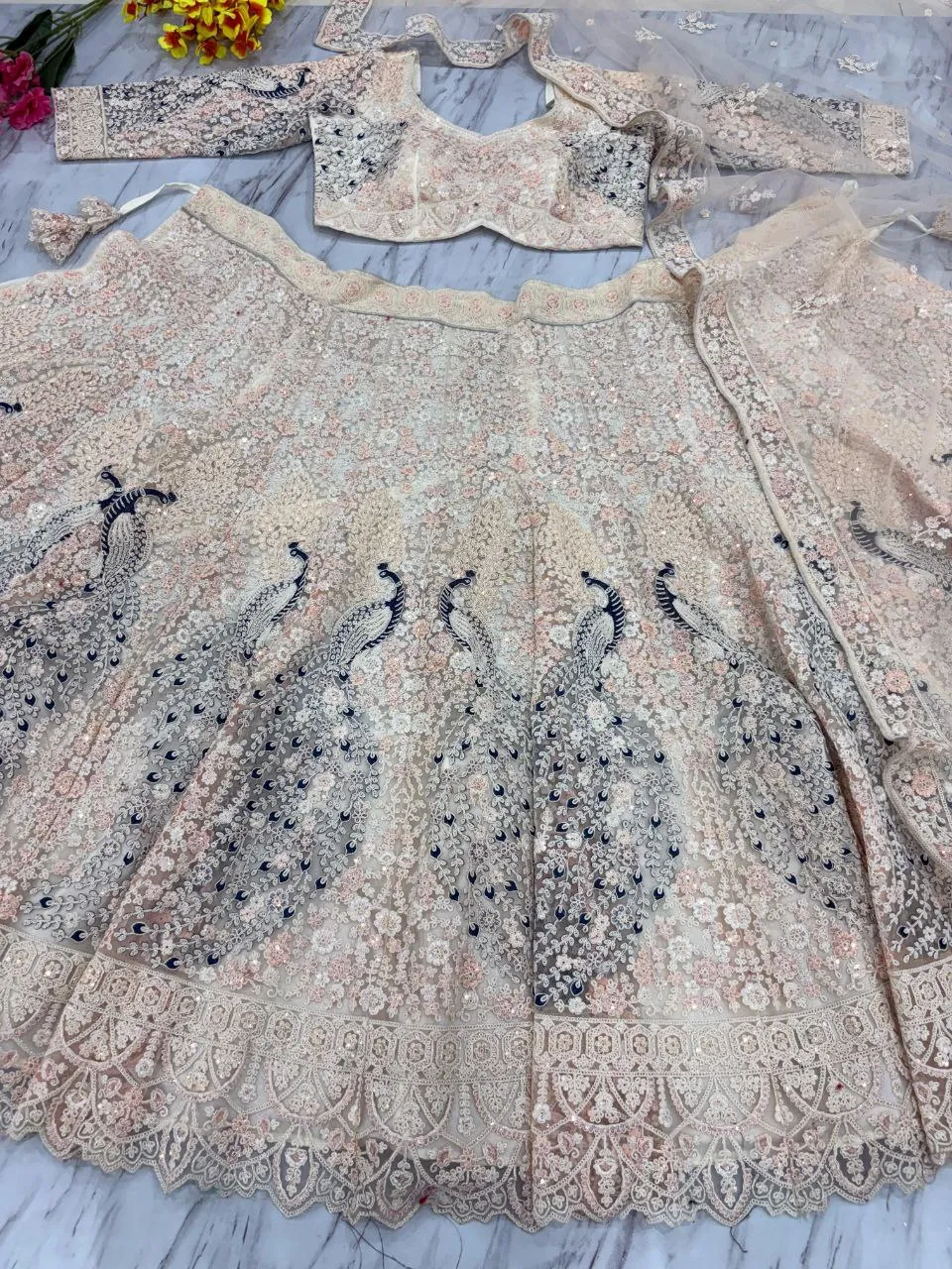 Soft Net Heavy Wedding Wear Codding Worked Lehenga  Choli