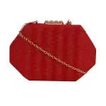 Solid Hexagon Box Clutch With Chain