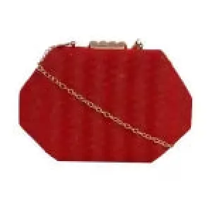 Solid Hexagon Box Clutch With Chain