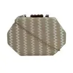 Solid Hexagon Box Clutch With Chain