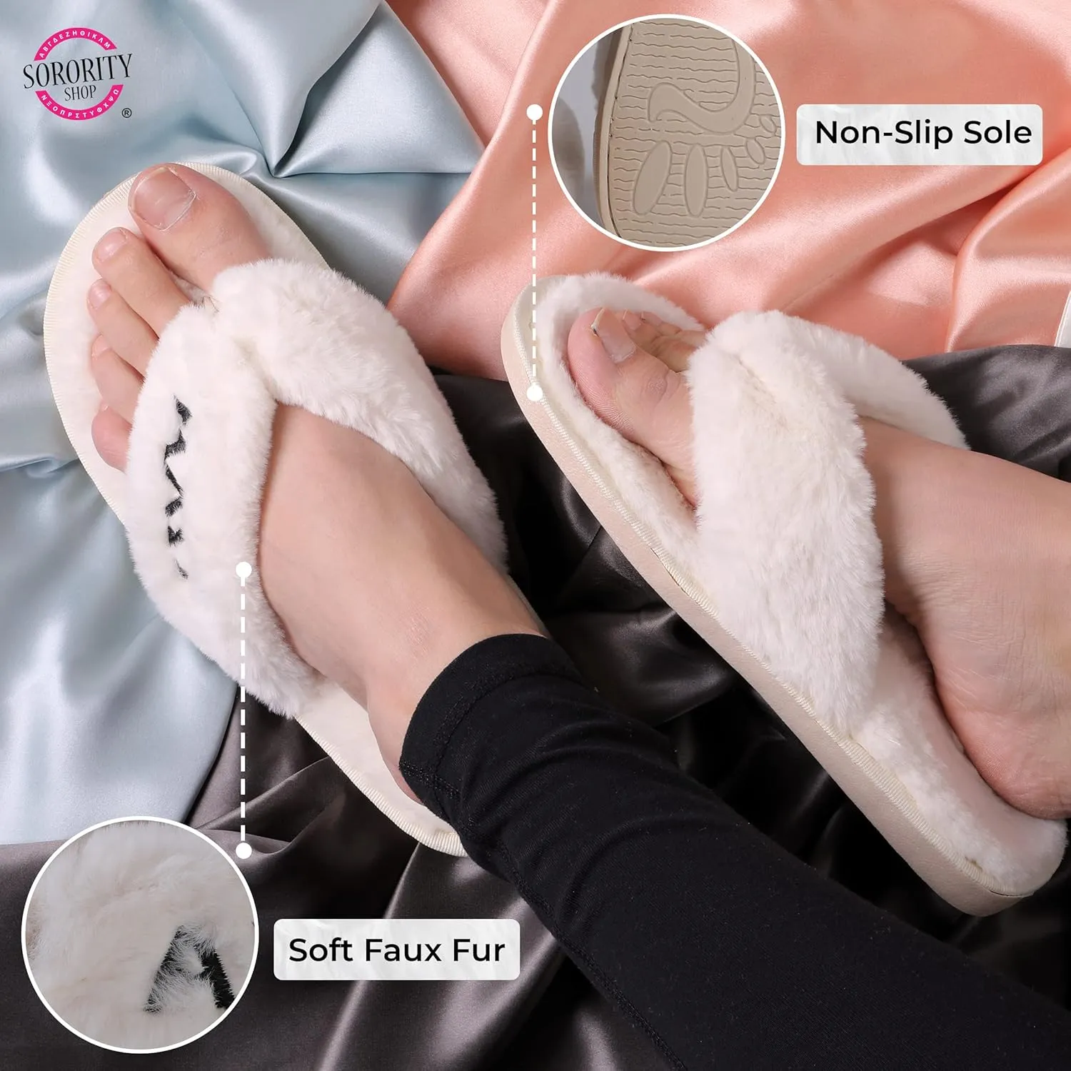 Sorority Shop Phi Sigma Sigma Fuzzy Slippers Women