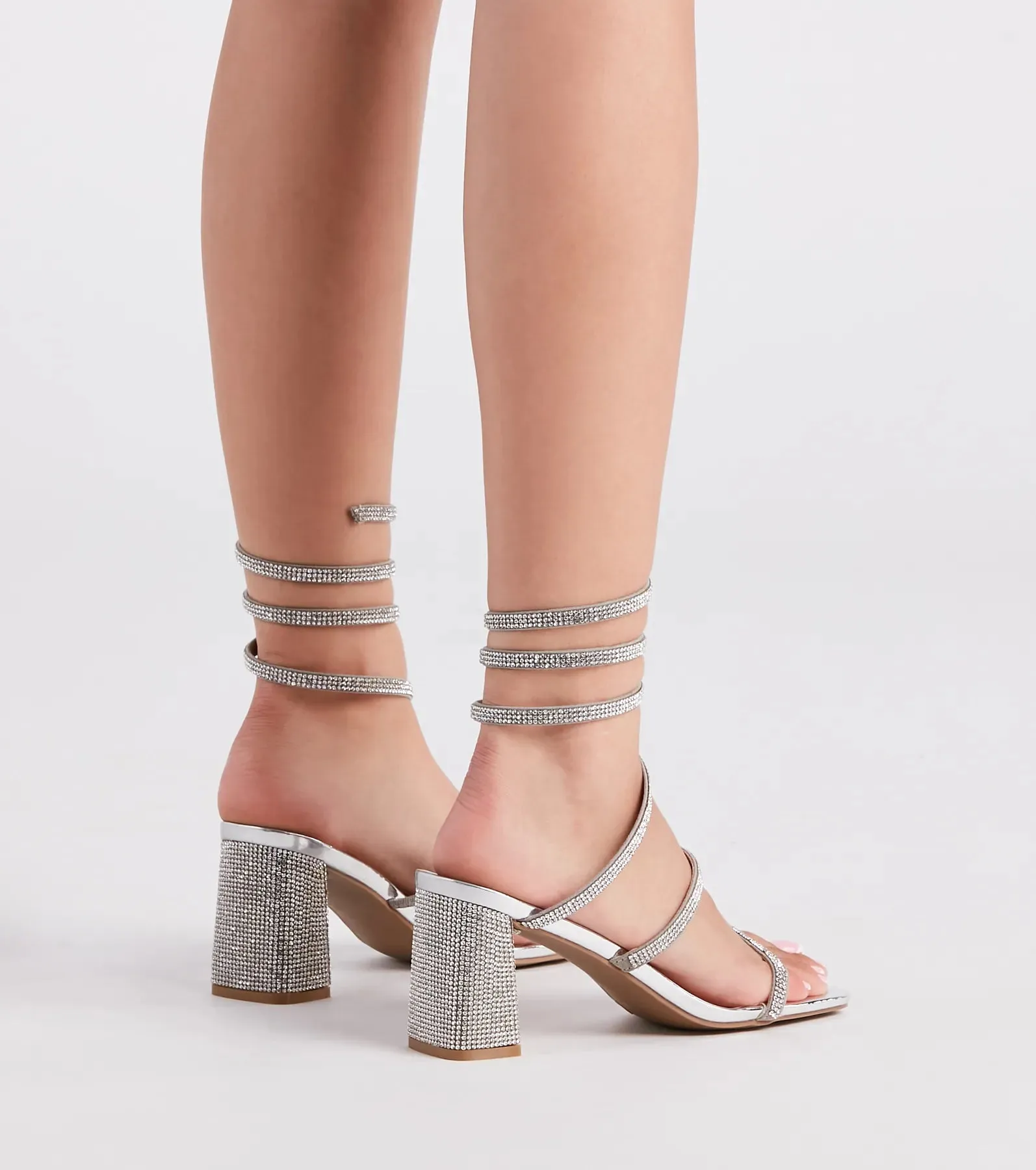 Spring Into Rhinestone Block Heels