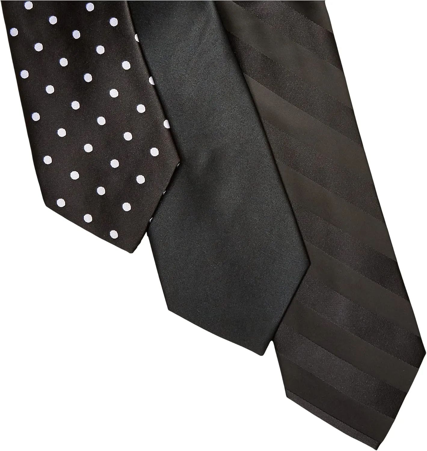 Stacy Adams mens 3 Pack Satin Neckties Solid Striped Dots With Pocket Squares