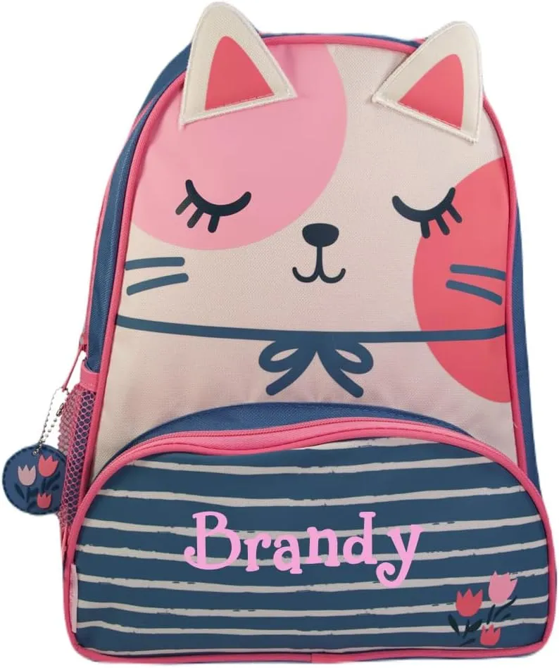 Stephen Joseph Kids Day Bag - Personalized Shoulder Bag - Cat Sidekick Tote - Back to School Travel Bag with Custom Name