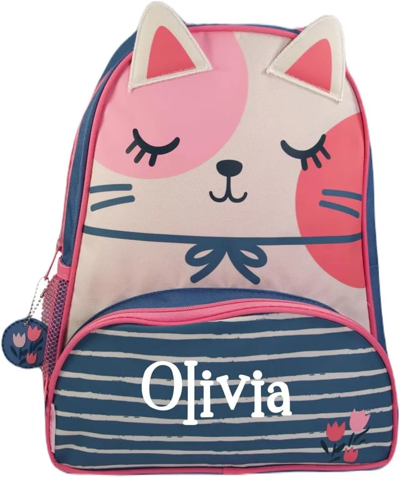 Stephen Joseph Kids Day Bag - Personalized Shoulder Bag - Cat Sidekick Tote - Back to School Travel Bag with Custom Name