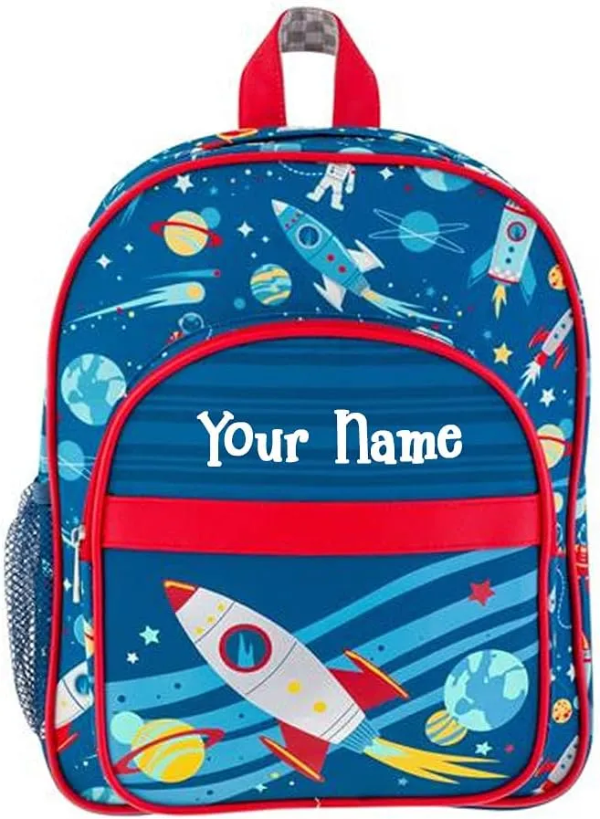 Stephen Joseph Personalized Backpack - Space Ship Book Bag - Kids Back to School Supplies - Vacation Daypack - Custom Name