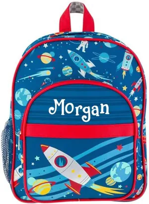 Stephen Joseph Personalized Backpack - Space Ship Book Bag - Kids Back to School Supplies - Vacation Daypack - Custom Name