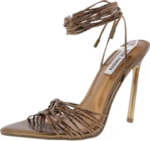 Steve Madden Womens Zaya Embossed Faux Leather Heels