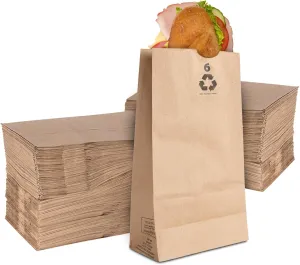 Stock Your Home 6 Lb Kraft Brown Paper Lunch Bags (200 Count) - Bulk Disposable Lunch Sacks, Medium Size Blank Bag for Kids, Good for a Snack, Sandwich, Grocery Food, and Arts & Crafts Projects