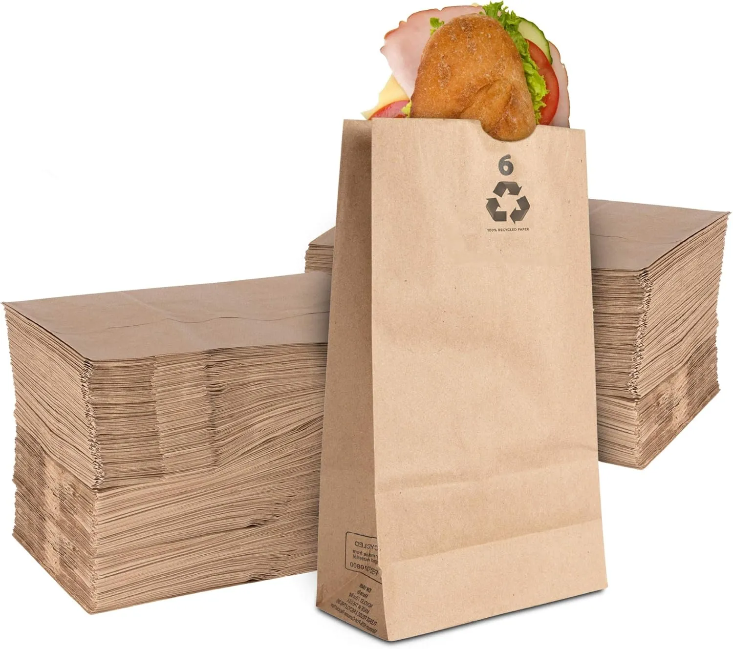 Stock Your Home 6 Lb Kraft Brown Paper Lunch Bags (200 Count) - Bulk Disposable Lunch Sacks, Medium Size Blank Bag for Kids, Good for a Snack, Sandwich, Grocery Food, and Arts & Crafts Projects