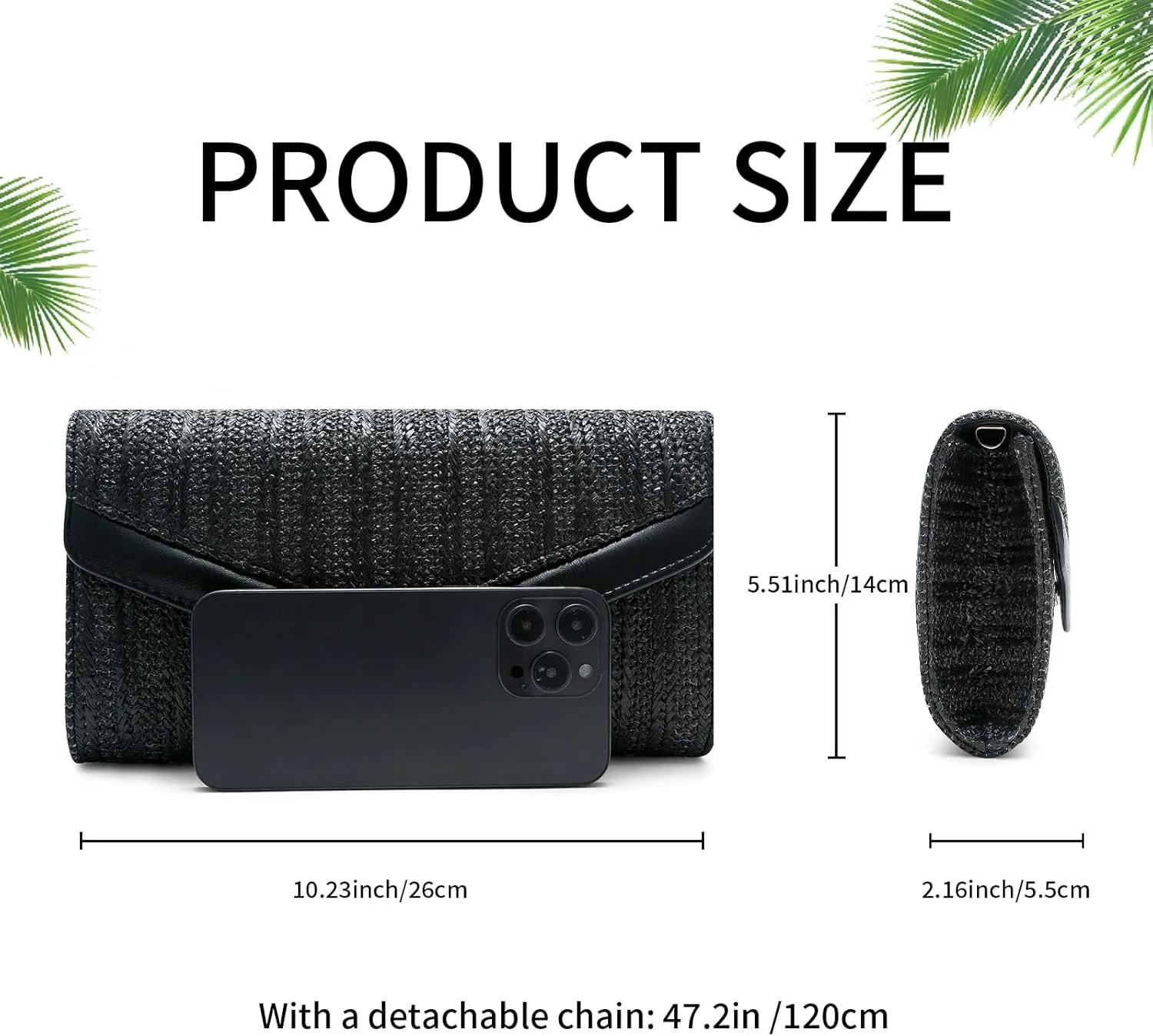 Straw Clutch Purse for Women Envelope Clutch Handbags for Summer Beach Evening Shoulder Crossbody Bag