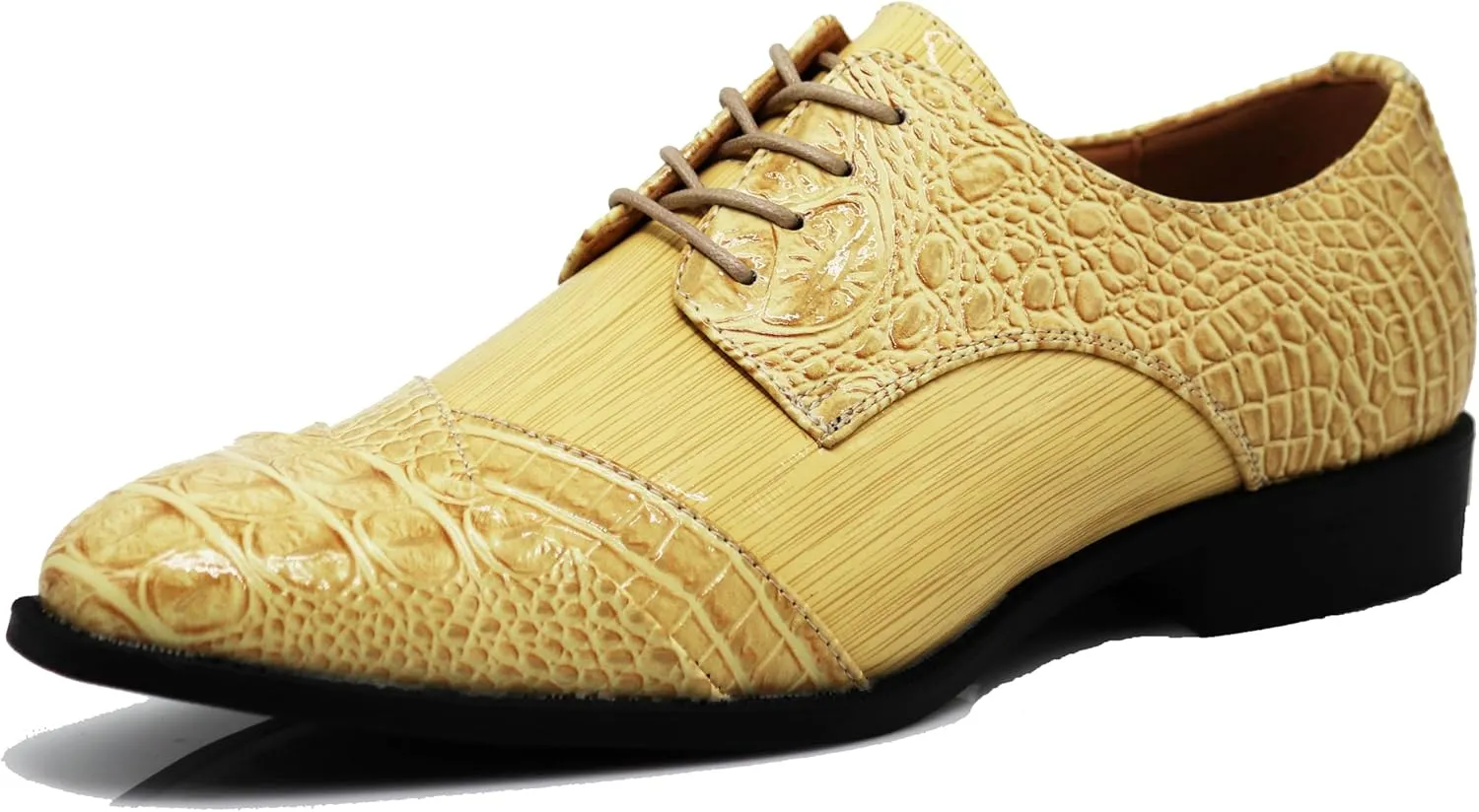 STW Men's Alligator Crocodile Print Oxfords Fashion Lace Up Dress Shoes