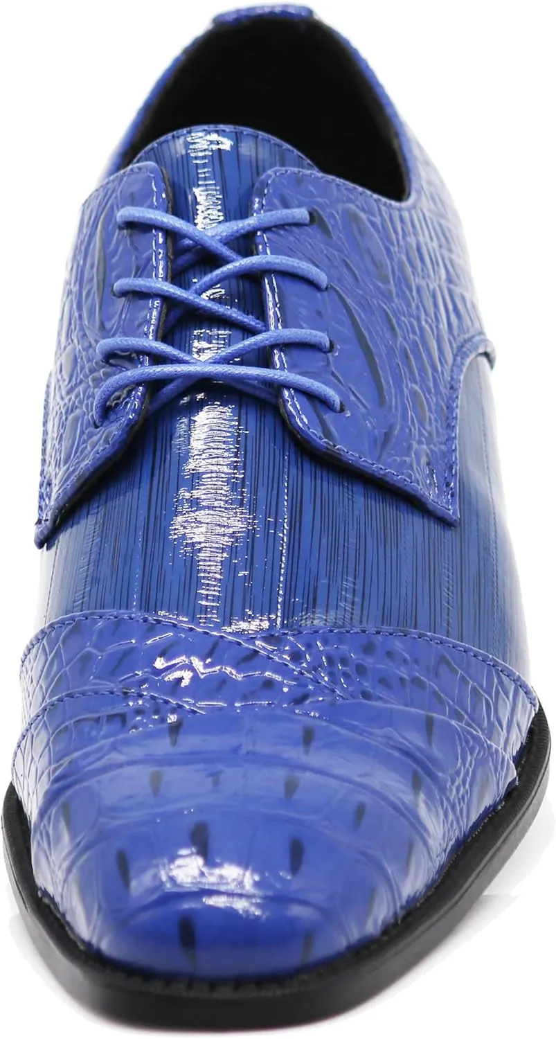 STW Men's Alligator Crocodile Print Oxfords Fashion Lace Up Dress Shoes