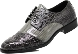 STW Men's Alligator Crocodile Print Oxfords Fashion Lace Up Dress Shoes
