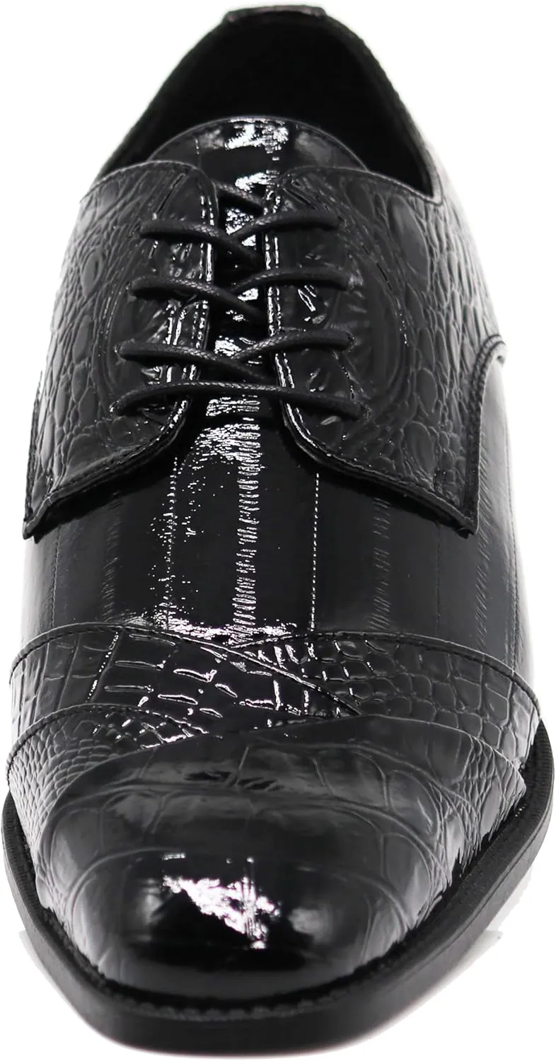 STW Men's Alligator Crocodile Print Oxfords Fashion Lace Up Dress Shoes